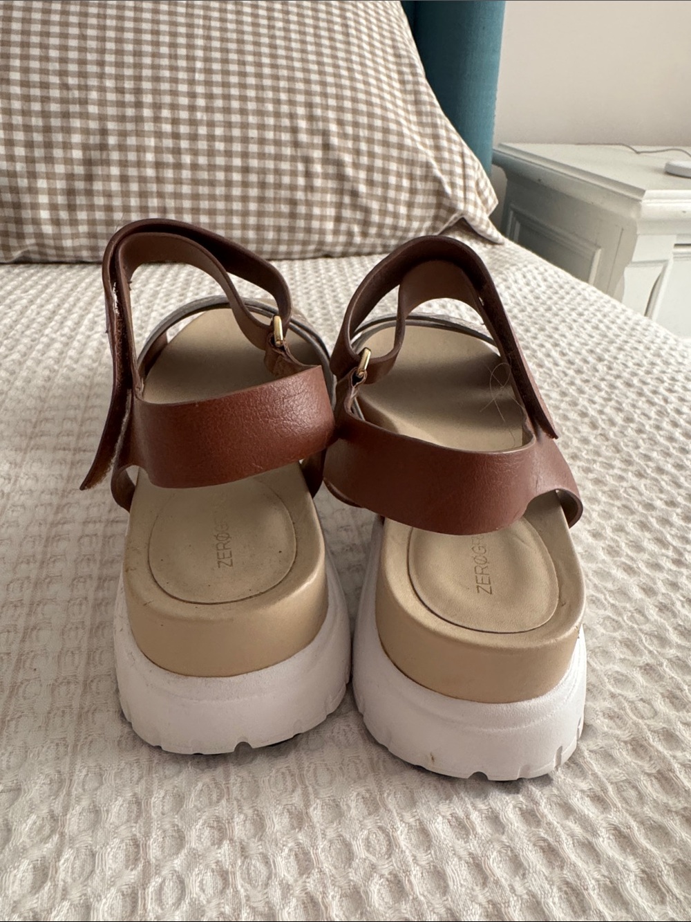 Cole Haan Brown Leather & Snake-Print Slingback Sandals - Picture 3 of 6
